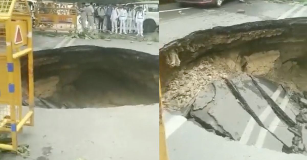 Road Collapse in Delhi's Janakpuri Resulting in a Huge Crater