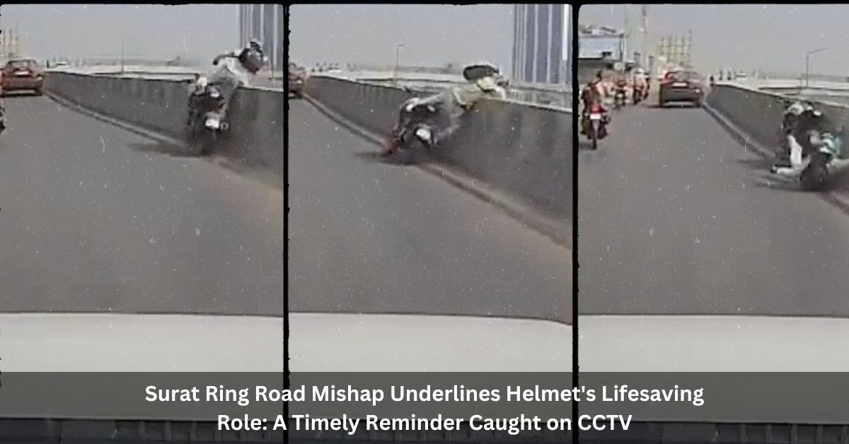 Surat Ring Road Mishap Underlines Helmet's Lifesaving Role: A Timely Reminder Caught on CCTV