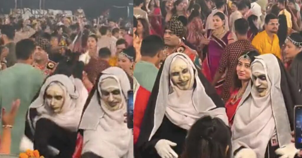 Halloween or Navratri Two Dancers in 'the Nun' Costumes Perform Garba in Go-viral Video, Internet Responds