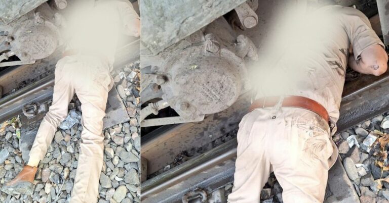 UP: Sub Inspector Yogendra Sharma jumped in front of the train in Saharanpur today. Survives With Hand Fracture; Shocking Picture Surfaces!